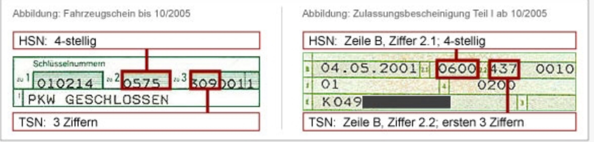 Fahrzeugschein Beispiel